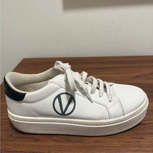 Valentino By Mario Valentino Petra White /Black Leather Womans Sneaker. Size 9.5